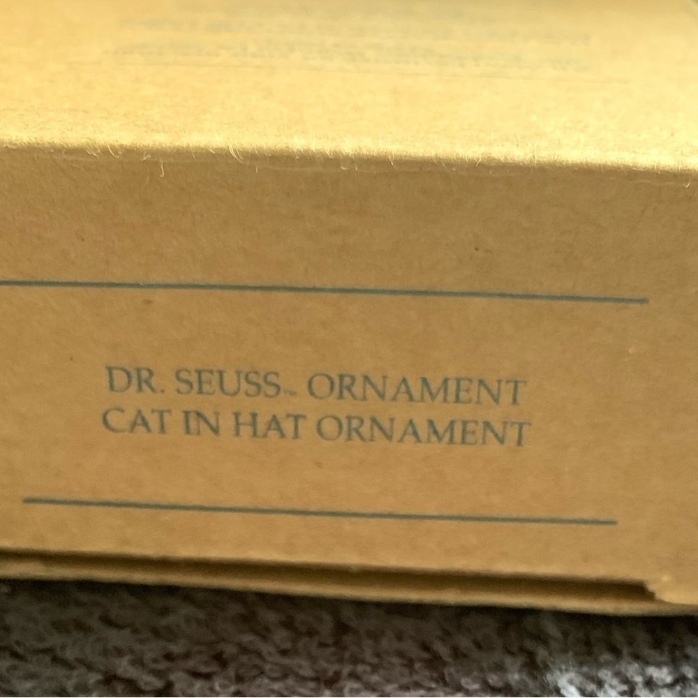 Avon Dr. Seuss Cat in Hat Ornament Box - Tan and Blue - Picture 3 of 5